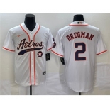 Men's Houston Astros #2 Alex Bregman White With Patch Cool Base Stitched Baseball Jersey