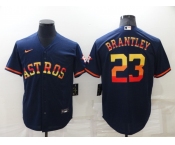 Men's Houston Astros #23 Michael Brantley Navy Blue Rainbow Stitched MLB Cool Base Nike Jersey