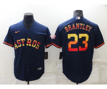 Men's Houston Astros #23 Michael Brantley Navy Blue Rainbow Stitched MLB Cool Base Nike Jersey