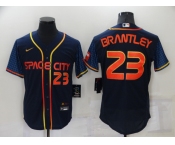 Men's Houston Astros #23 Michael Brantley Number 2022 Navy Blue City Connect Flex Base Stitched Baseball Jersey