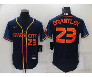 Men's Houston Astros #23 Michael Brantley Number 2022 Navy Blue City Connect Flex Base Stitched Baseball Jersey