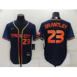 Men's Houston Astros #23 Michael Brantley Number 2022 Navy Blue City Connect Game Stitched Jersey