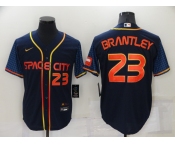 Men's Houston Astros #23 Michael Brantley Number 2022 Navy Blue City Connect Game Stitched Jersey