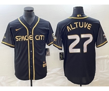 Men's Houston Astros #27 Jose Altuve Black City Connect Cool Base Stitched Baseball Jersey