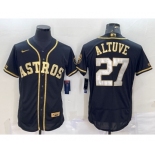 Men's Houston Astros #27 Jose Altuve Black Gold Flex Base Stitched Jersey