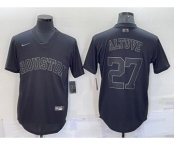 Men's Houston Astros #27 Jose Altuve Black Pullover Turn Back The Clock Stitched Cool Base Jersey