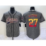 Men's Houston Astros #27 Jose Altuve Grey Gridiron Cool Base Stitched Baseball Jersey