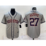 Men's Houston Astros #27 Jose Altuve Grey With Patch Stitched MLB Cool Base Nike Jersey