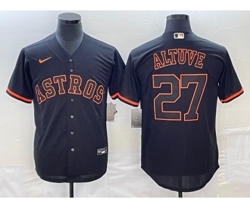 Men's Houston Astros #27 Jose Altuve Lights Out Black Fashion Stitched MLB Cool Base Nike Jersey