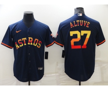 Men's Houston Astros #27 Jose Altuve Navy Blue Rainbow Stitched MLB Cool Base Nike Jersey