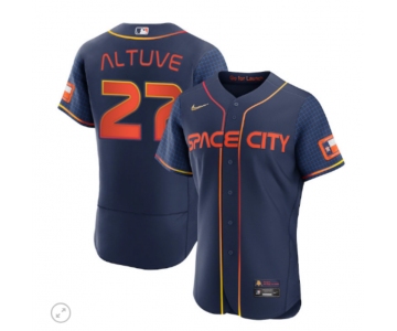 Men's Houston Astros #27 Jose Altuve Navy City Edition 2022 Flex Base Stitched Baseball Jersey