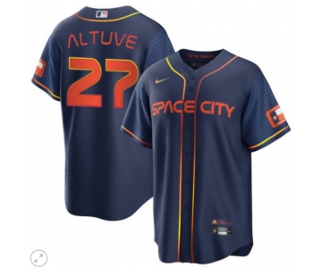 Men's Houston Astros #27 Jose Altuve Navy City Edition 2022 Game Alternate Stitched Baseball Jersey