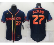 Men's Houston Astros #27 Jose Altuve Number 2022 Navy Blue City Connect Flex Base Stitched Baseball Jersey