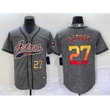 Men's Houston Astros #27 Jose Altuve Number Grey Gridiron Cool Base Stitched Baseball Jersey