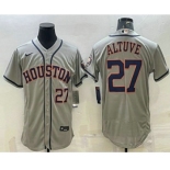 Men's Houston Astros #27 Jose Altuve Number Grey Stitched MLB Flex Base Nike Jersey