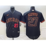 Men's Houston Astros #27 Jose Altuve Number Lights Out Black Fashion Stitched MLB Cool Base Nike Jersey