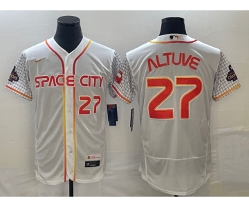 Men's Houston Astros #27 Jose Altuve Number White 2023 City Connect Flex Base Stitched Jersey1