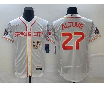 Men's Houston Astros #27 Jose Altuve Number White 2023 City Connect Flex Base Stitched Jersey2