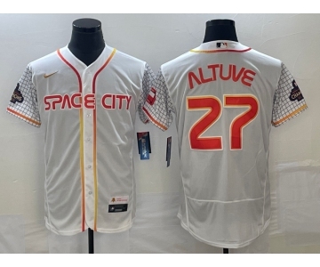 Men's Houston Astros #27 Jose Altuve Number White 2023 City Connect Flex Base Stitched Jersey