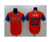 Men's Houston Astros #27 Jose Altuve Orange Throwback Stitched Baseball Jersey