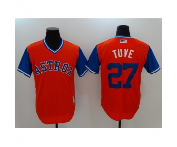 Men's Houston Astros #27 Jose Altuve Orange Throwback Stitched Baseball Jersey