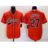 Men's Houston Astros #27 Jose Altuve Orange With Patch Cool Base Stitched Baseball Jersey