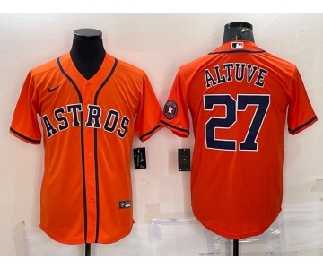 Men's Houston Astros #27 Jose Altuve Orange With Patch Stitched MLB Cool Base Nike Jersey