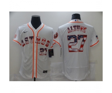 Men's Houston Astros #27 Jose Altuve White 2020 Stars & Stripes 4th of July Jersey