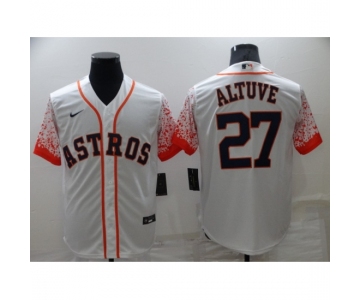 Men's Houston Astros #27 Jose Altuve White Gradient Sleeves Stitched Baseball Jersey