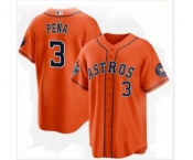 Men's Houston Astros #3 Jeremy Peña Orange 2022 World Series Home Stitched Baseball Jersey