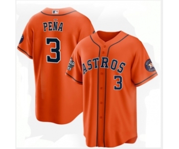 Men's Houston Astros #3 Jeremy Peña Orange 2022 World Series Home Stitched Baseball Jersey