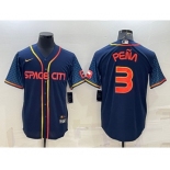 Men's Houston Astros #3 Jeremy Pena 2022 Navy Blue City Connect Cool Base Stitched Jersey