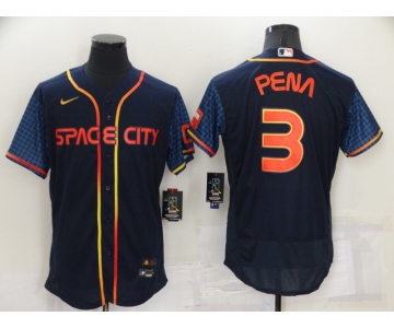 Men's Houston Astros #3 Jeremy Pena 2022 Navy Blue City Connect Flex Base Stitched Baseball Jersey