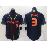 Men's Houston Astros #3 Jeremy Pena 2022 Navy Blue City Connect Game  Stitched Jersey