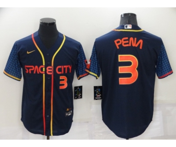 Men's Houston Astros #3 Jeremy Pena 2022 Navy Blue City Connect Game  Stitched Jersey