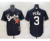 Men's Houston Astros #3 Jeremy Pena Black Cactus Jack Vapor Premier Stitched Baseball Jersey