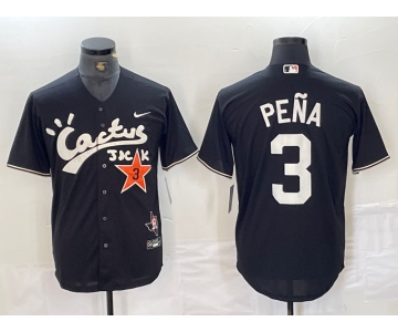 Men's Houston Astros #3 Jeremy Pena Black Cactus Jack Vapor Premier Stitched Baseball Jersey