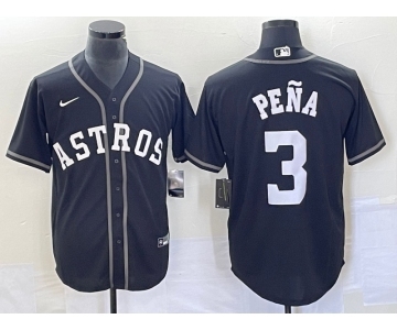 Men's Houston Astros #3 Jeremy Pena Black Cool Base Stitched Baseball Jersey