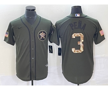 Men's Houston Astros #3 Jeremy Pena Green Salute To Service Stitched MLB Cool Base Nike Jersey