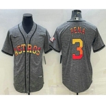 Men's Houston Astros #3 Jeremy Pena Grey Gridiron With Patch Cool Base Stitched Baseball Jersey