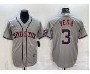 Men's Houston Astros #3 Jeremy Pena Grey With Patch Stitched MLB Cool Base Nike Jersey