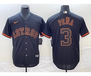 Men's Houston Astros #3 Jeremy Pena Lights Out Black Fashion Stitched MLB Cool Base Nike Jersey