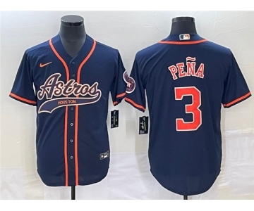 Men's Houston Astros #3 Jeremy Pena Navy Cool Base Stitched Baseball Jersey