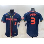 Men's Houston Astros #3 Jeremy Pena Number 2022 Navy Blue City Connect Flex Base Stitched Jersey