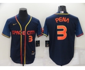 Men's Houston Astros #3 Jeremy Pena Number 2022 Navy Blue City Connect Game  Stitched Jersey