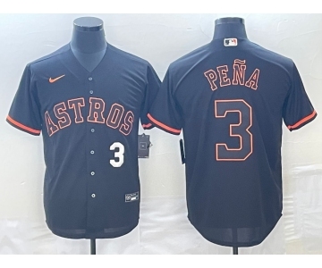 Men's Houston Astros #3 Jeremy Pena Number Lights Out Black Fashion Stitched MLB Cool Base Nike Jerseys