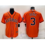 Men's Houston Astros #3 Jeremy Pena Number Orange With Patch Stitched MLB Cool Base Nike Jersey