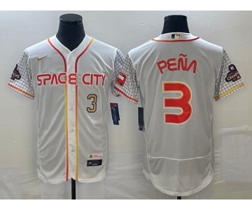 Men's Houston Astros #3 Jeremy Pena Number White 2023 City Connect Flex Base Stitched Jersey1