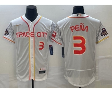 Men's Houston Astros #3 Jeremy Pena Number White 2023 City Connect Flex Base Stitched Jersey