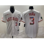 Men's Houston Astros #3 Jeremy Pena Number White Rainbow World Serise Champions Patch Cool Base Stitched Jersey